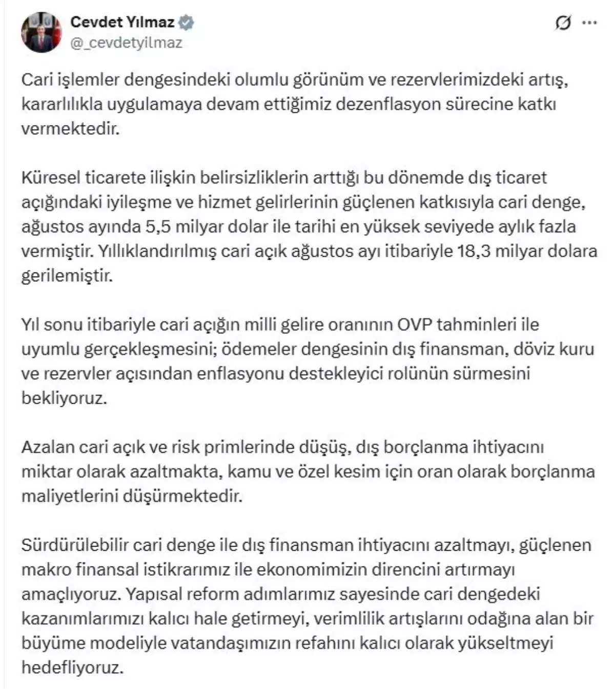 cevdet yilmaz cari islemler dengesindeki olumlu gelismeler surecek hvyj1GYf.jpg